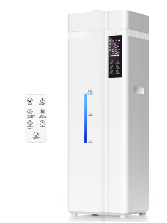 13L/3.43Gal Humidifier Large Room, 800ft² Coverage, 100H Runtime, Auto Humidity Control, Top Fill, Humidifiers for Bedroom, 35dB Quiet, Sleep Mode, Aroma Diffuser, 24H Timer, Auto Shut-off Protection