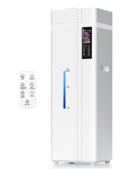 13L/3.43Gal Humidifier Large Room, 800ft² Coverage, 100H Runtime, Auto Humidity Control, Top Fill, Humidifiers for Bedroom, 35dB Quiet, Sleep Mode, Aroma Diffuser, 24H Timer, Auto Shut-off Protection