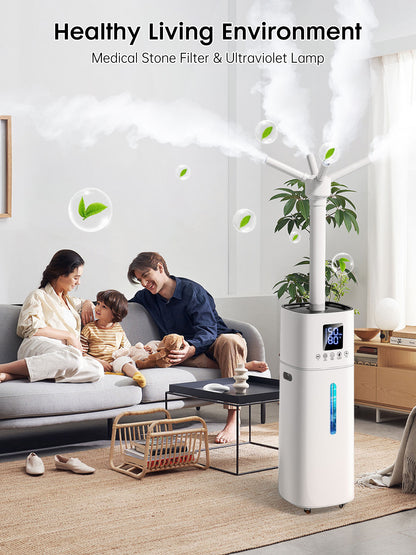 15L/4Gal Humidifier Large Room, 600mL/h Misting, 1200ft² Coverage, Auto Humidity Control, 72H Runtime, Top Fill, Aroma Diffuser, Sleep Mode, 12H Timer, Auto Shutoff Protection