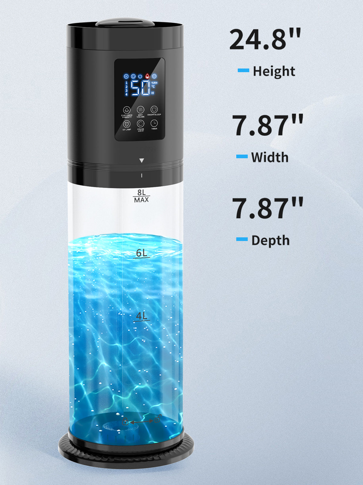 8L Humidifiers for Bedroom, 30dB Quiet, 500ft² Coverage, 60H Runtime, Top Fill, 3-in-1 Humidifier Large Room & Essential Oil Diffuser & Ambient Light, Sleep Mode, 16H Timer, Auto Shutoff Protection