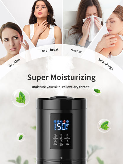 8L Humidifiers for Bedroom, 30dB Quiet, 500ft² Coverage, 60H Runtime, Top Fill, 3-in-1 Humidifier Large Room & Essential Oil Diffuser & Ambient Light, Sleep Mode, 16H Timer, Auto Shutoff Protection