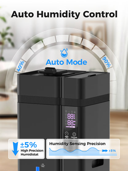 13L/3.43Gal Humidifier Large Room, 800ft² Coverage, 100H Runtime, Auto Humidity Control, Top Fill, Humidifiers for Bedroom, 35dB Quiet, Sleep Mode, Aroma Diffuser, 24H Timer, Auto Shut-off Protection